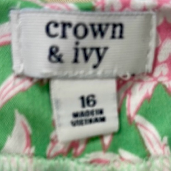 🍍 crown & ivy Pink and Green A-Line pineapple Skort sz 16 - Picture 2 of 3